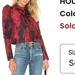 Elegant Floral Women's Blouse in Red and Black